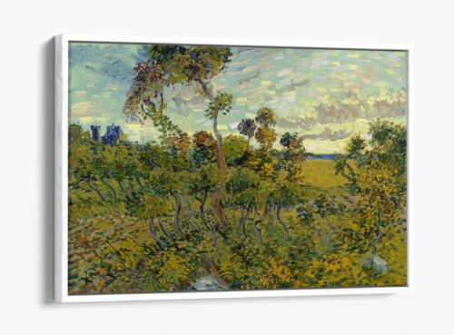 VINCENT VAN GOGH, TRAMONTO A MONTMAJOUR - CORNICE EFFETTO FLOAT TELA STAMPA ARTISTICA - Foto 12 di 12