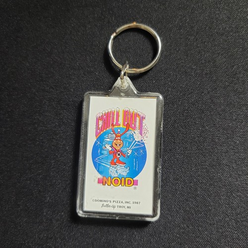 Vtg 1987 Dominos Pizza Noid Chill Out Keychain Keyring Key Fob Advertising 80s - Picture 1 of 4