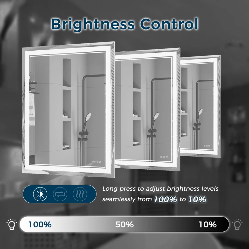 Espejo tocador de baño LED, control táctil regulable, antiniebla, 3 colores Foto 4 de 4