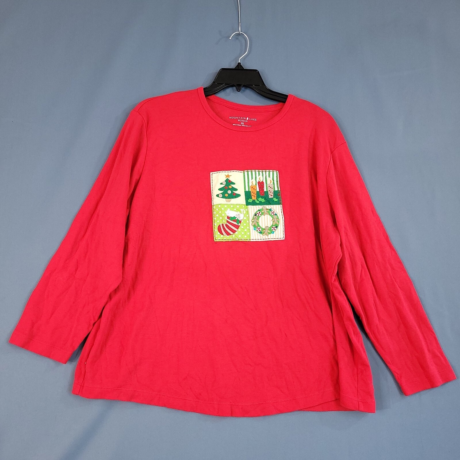 Mountain Lake Women's Long Sleeve Christmas Holiday Shirt Red Size 3X