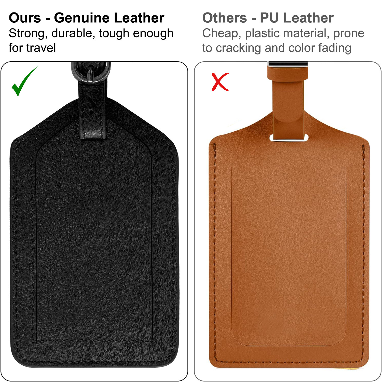 Genuine Top Grain Leather Luggage Tag
