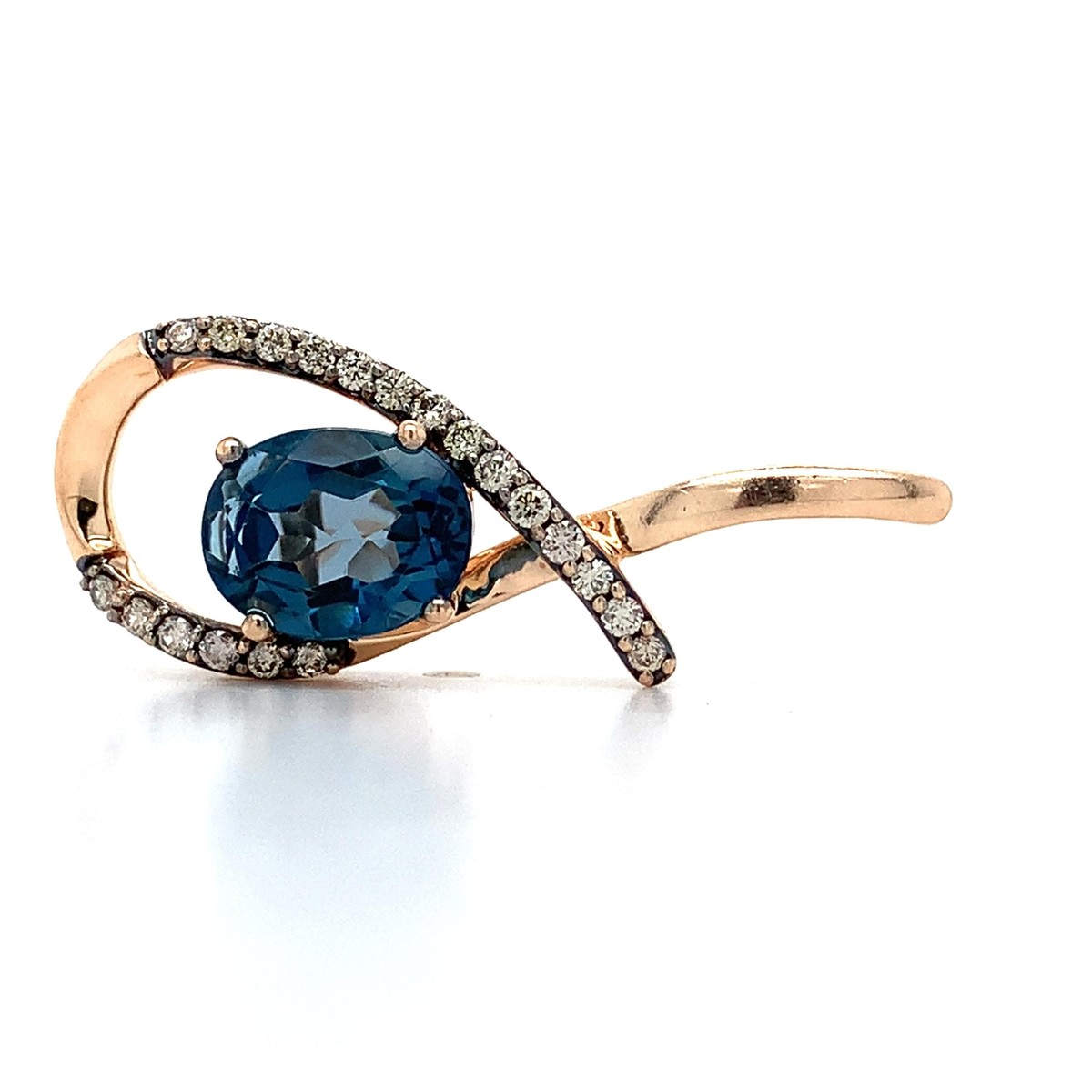 Le Vian 14K Rose Gold Oval Blue London Topaz Diamond Teardrop