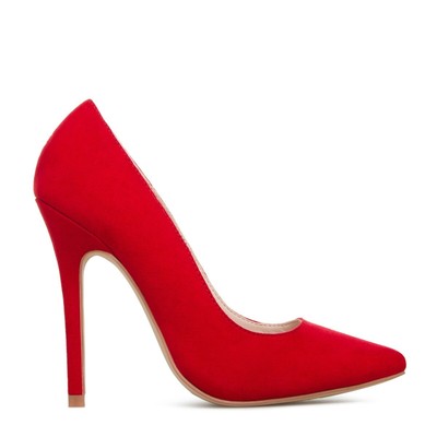 Beatrice by SIGNATURE (SHOEDAZZLE) Red faux suede 4.5'' stiletto pumps, SZ 6.5