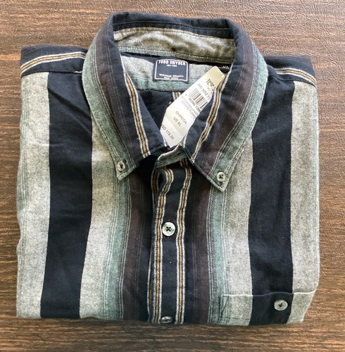 Nueva Camisa de Franela de Algodón a Rayas Negra Carbón XL Para Hombre TODD SNYDER NUEVA CON ETIQUETAS $178 - Imagen 13 de 17