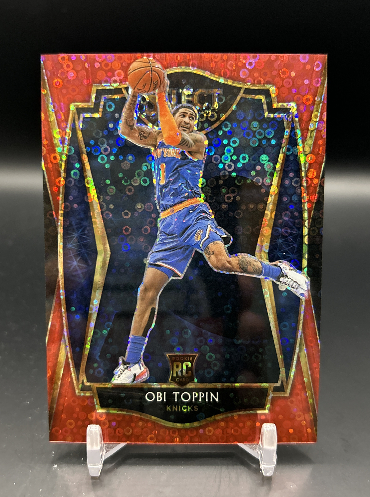 Obi Toppin 2020-21 Panini Select #187 Premier Level Red Hybrid Disco /49 RC