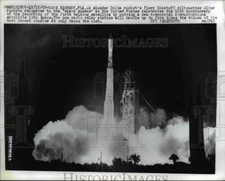 1968 Press Photo Delta Rocket Launch Communication Satellite Cape Kennedy
