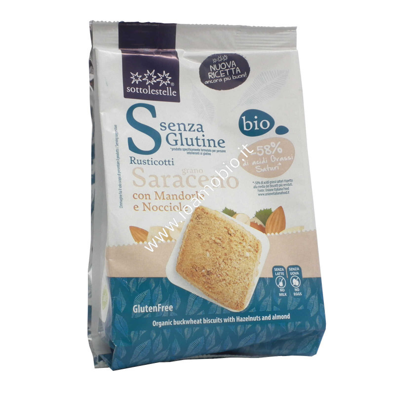 Rusticotti Grano Saraceno con Mandorle e Nocciole 250g - Biscotti Sottolestelle