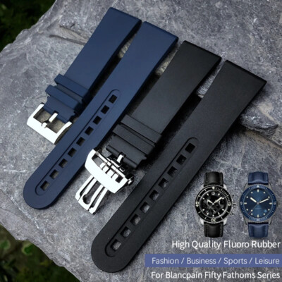 Fluorine Rubber Silicone Watchband For Blancpain Fifty Fathoms 23mm