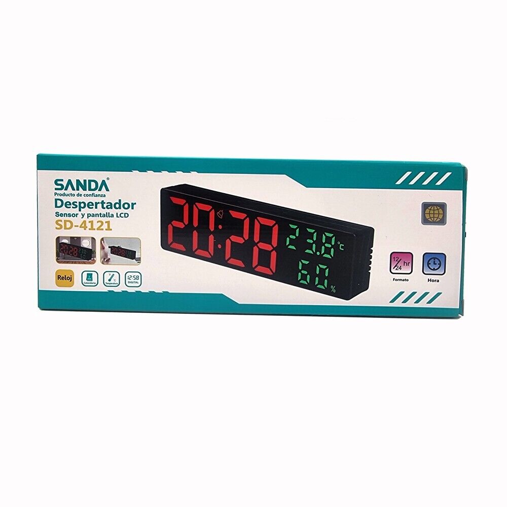 Reloj Despertador Digital Calendario Temperatura de Sobremesa Sensor Panta LCD