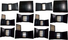 Lot of 12 New Trifold Leather Man s wallet 2 ID 2 billfold Black 6 card wallets