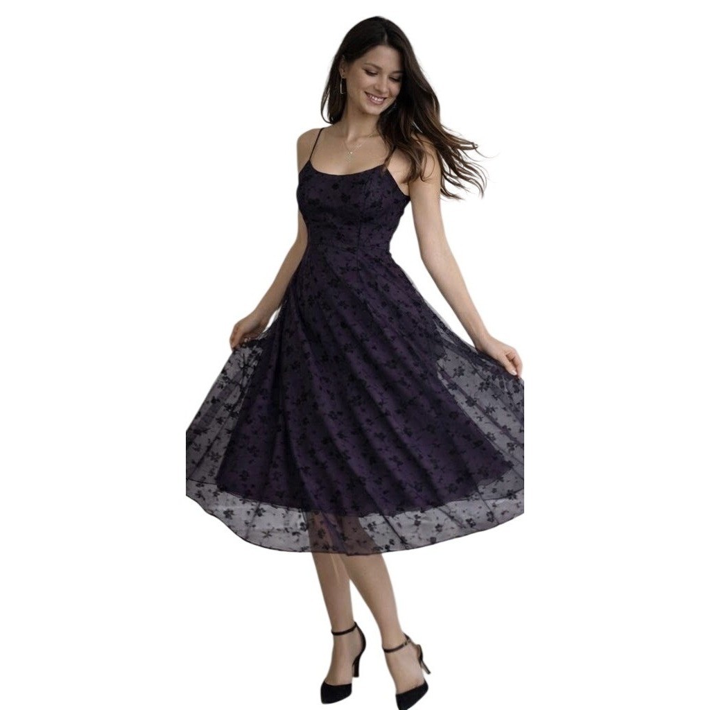 green emerald velvet dress Black Floral String Tie Strap Flowy Ruched Bust Midi Dress  Anna-Kaci  Wholesale
