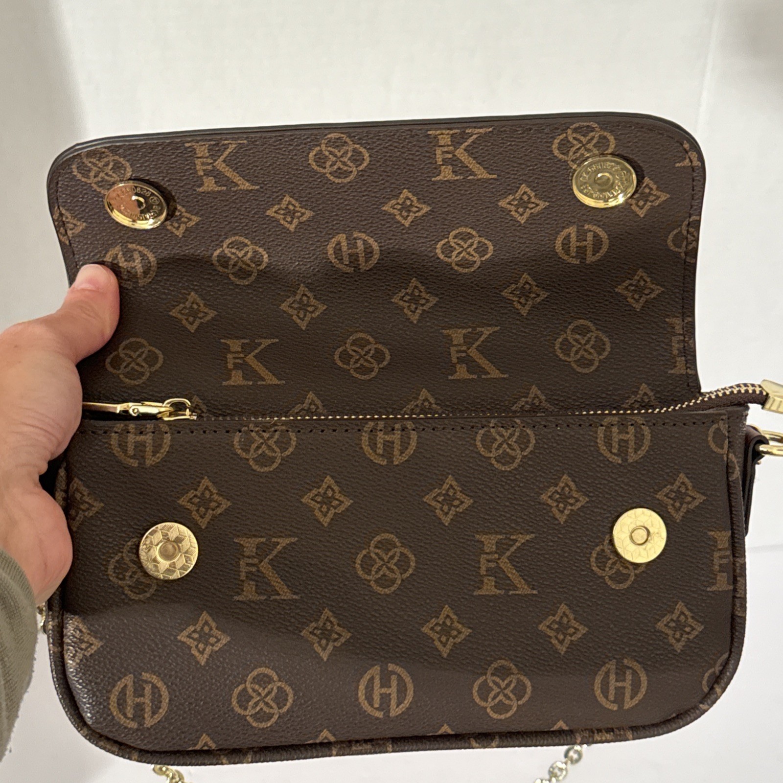 Designer Luxury Women'Ss Bags Shoulder Purse Handbag-Brown Gold Accents-Vtg Styl 6