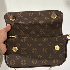 Designer Luxury Women'Ss Bags Shoulder Purse Handbag-Brown Gold Accents-Vtg Styl 6