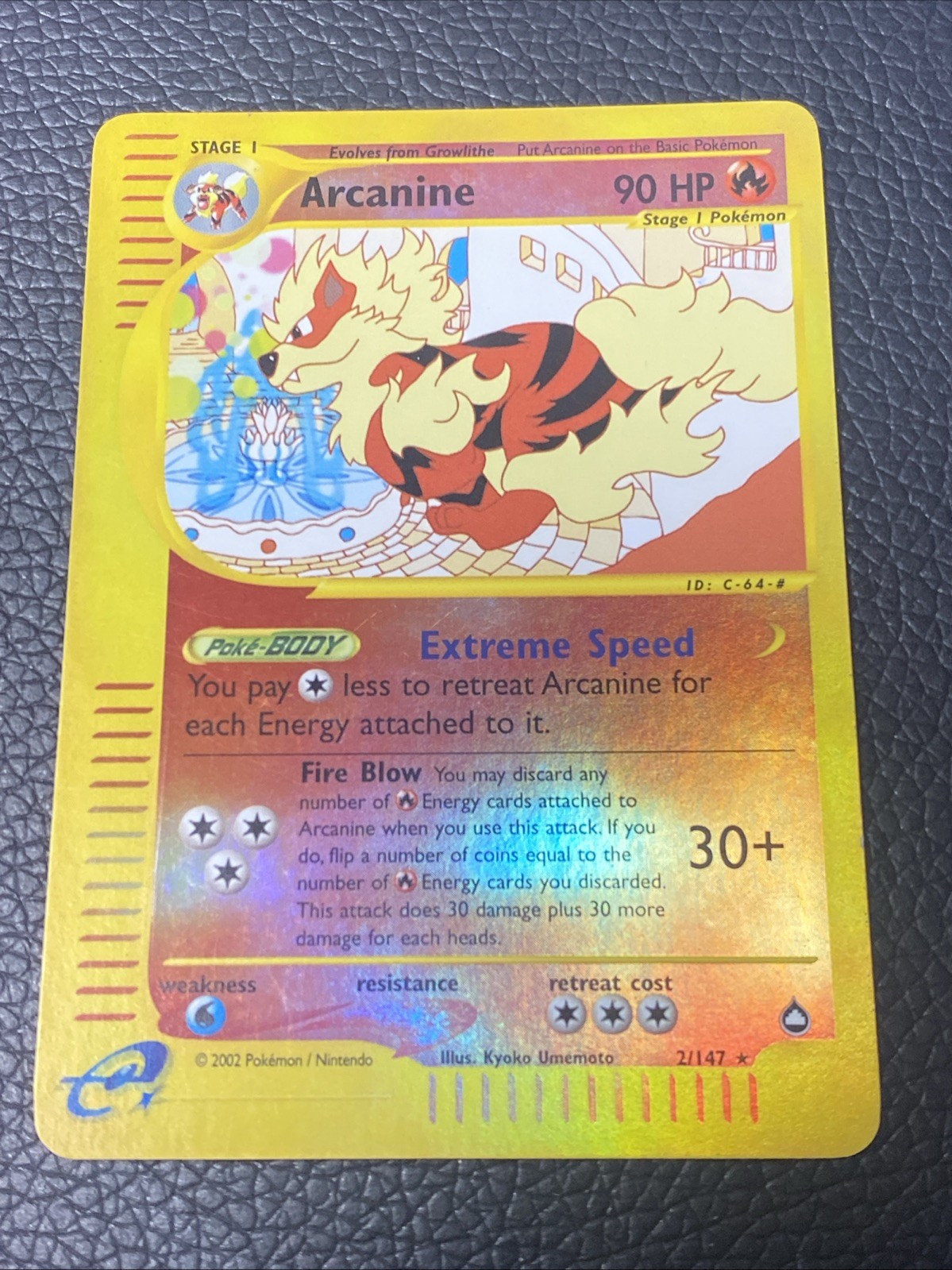 Arcanine - 2/147 - Pokemon Aquapolis Reverse Holo Rare Card NM