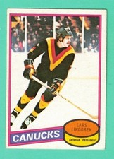 (1) LARS LINDGREN  1980-81 O-PEE-CHEE # 177 CANUCKS ROOKIE EX/EX+  CARD  (M3510)