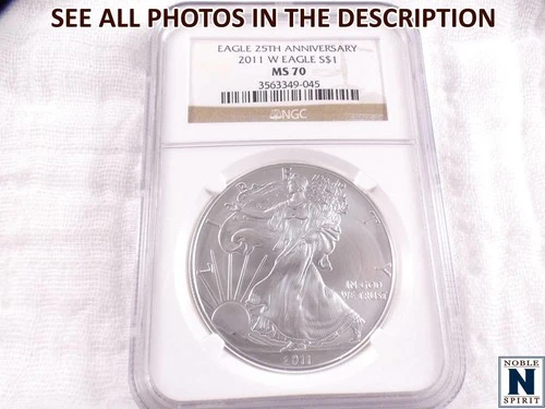 NobleSpirit (JS) 2011 W Silver $1 Eagle 25th Anniversary NGC MS70