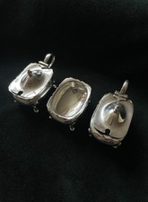 Pair of Edwardian Hallmarked Silver Mustard Pots and a Salt Cellar Set, 1914