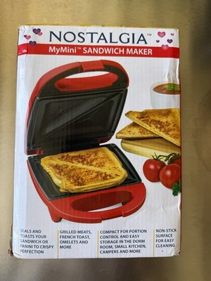 Nostalgia MyMini Sandwich Maker color Red New In Box. 