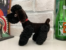 Vintage Steiff Snobby Black Poodle 5.5" Jointed Mohair Stuffed Animal Plush Toy