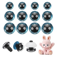 12/16/18mm Snowflake Safety Eyes, 30Pcs Realistic Doll Crocheting Eyes Blue
