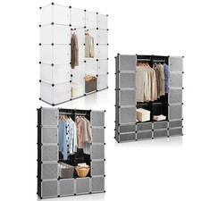 DIY Kleiderschrank Steckregal Regalsystem Schuhschrank 12 16 20 F&auml;cher T&uuml;ren