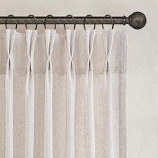 Natural Beige Pinch Pleated Linen Curtains 90 Inches Long 2 Panels for Living...