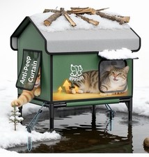 Apasiri Heated Cat House Weatherproof - Insulated Outdoor Cat Shelter with Therm