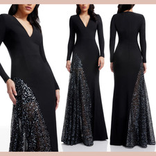 NEW 428 Dress the Population  Large  Long Sleeve Sequin Winnie Gown J2005