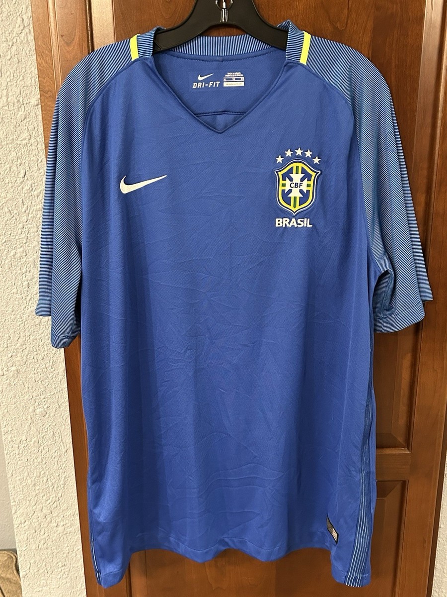 Nike Brazil Brasil CFB 2016 Away Stadium Dri-Fit Soccer Jersey Men