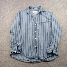 Grayson Shirt Womens 5 Blue Stripe The Hero Button Front Long Sleeve Cotton