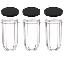 16oz Cups 6 Piece Set - 3 Replacement Cups WITH LIDS for Magic Bullet Blender...