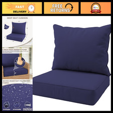 Water Resistant Deep Seat Patio Chair Cushions 2-Piece Set, 24x24x5 in, Navy Blu