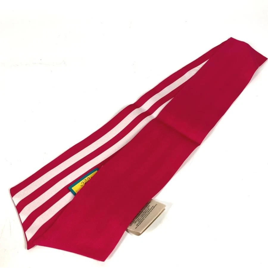 GUCCI écharpe Adidas collaboration col nœud 3 lignes bandeau rose femme soie 