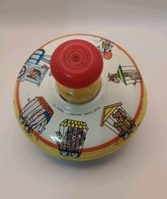 Vintage Ohio Art Metal Spiral Spinning Top Toy W/Circus Animals
