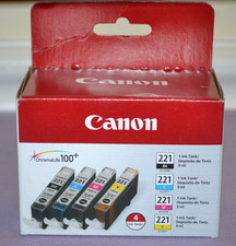 Genuine Canon CLI-221 Black/Cyan/Magenta/Yellow Ink Cartridge CLI-221-New Sealed