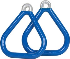 SWING SET STUFF COMMERCIAL COATED TRIANGLE TRAPEZE RINGS BLUE PAIR child 0017