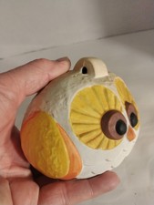 VTG CERAMIC OWL PIGGY COIN BANK, Very Cute With Bright Yellow Eyes