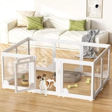 Acrylic Clear Dog Play Pen Indoors Puppy Playpen with Door for Small Cat Puppies