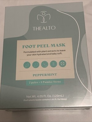 THEALTO Foot Peel Mask PEPPERMINT PLANT EXTRACTS 2 PRS + PUMICE STONE NEW+SEALED