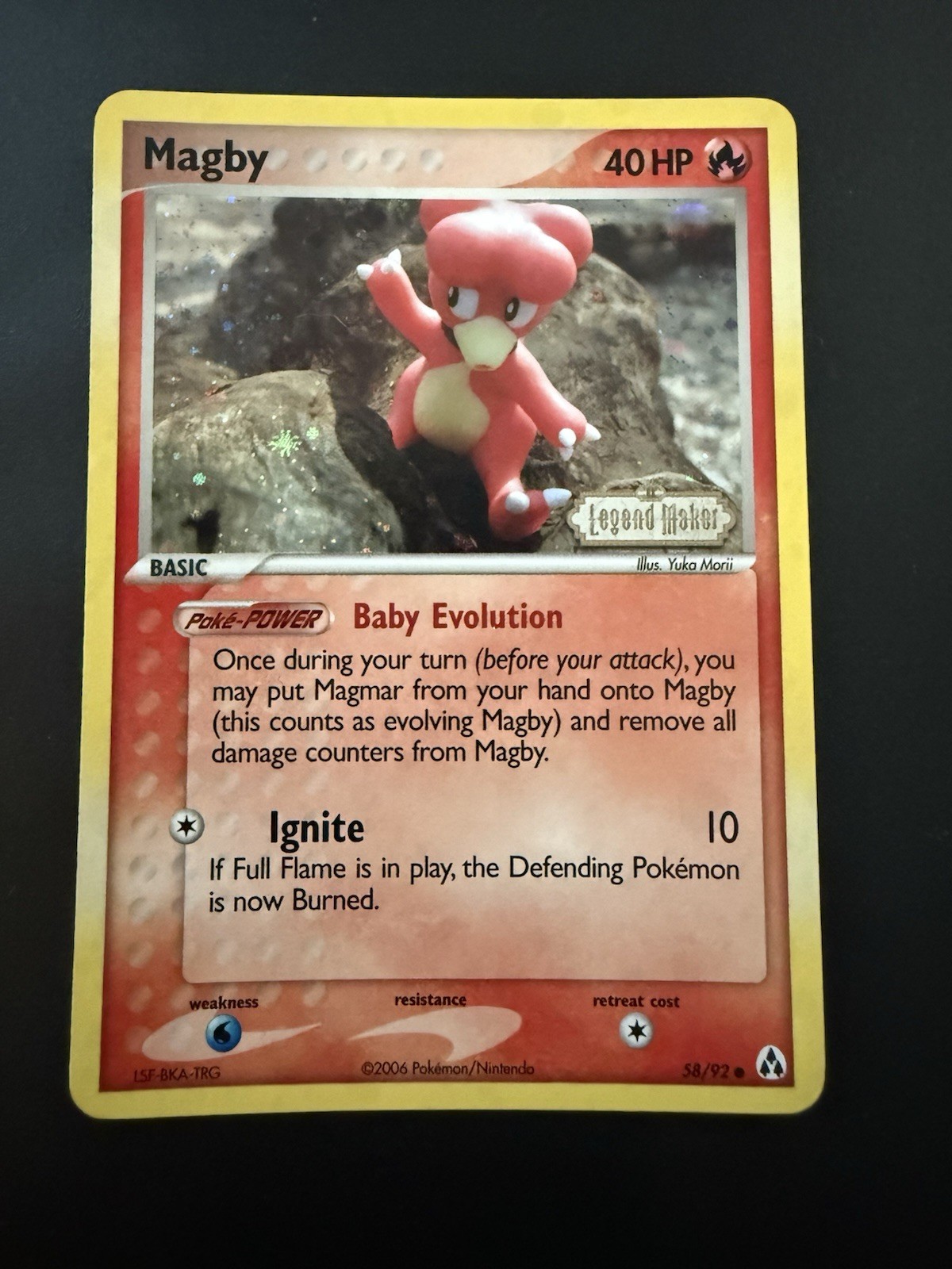 Pokémon TCG 2006 Legend Maker Magby 58/92 Stamped Reverse Holo Near Mint