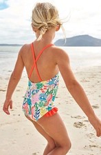 NWT Mini Boden Blue Coral Reef Pretty Cross-Back Swimsuit 11-12Y
