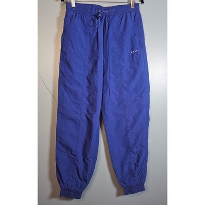 Wilo The Label Womens Blue Nylon Track Pants Mesh Lined Parachute Joggers Size M
