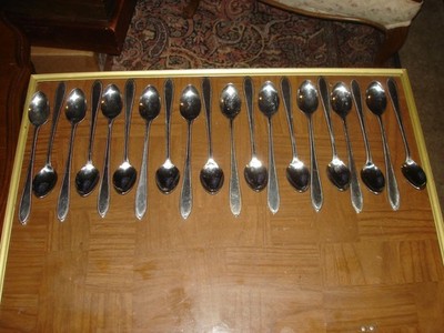 20 Interpur INR5 Stainless Steel Beaded Edge Brushed Iced Tea Spoons Flatware