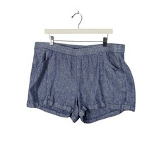 OLD NAVY Women Coastal Linen Blend XL High Rise Chambray Pull On Shorts Blue