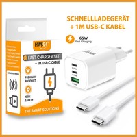 SchnellladegeräT 65W USB C LadegeräT Adapter Netzteil Weiß + 1M Ladekabel