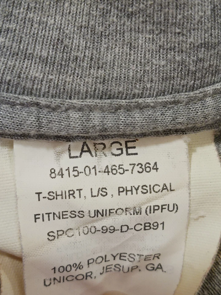 Lot 2x Army Gray Long Sleeve Military Double Sided T Shirt Men's Large Oversized - Image 3 of 4