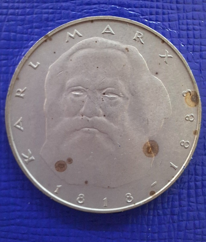 1983 J Germany 5 Deutsche Mark  100th Anniversary of Karl Marx's Death KM# 158