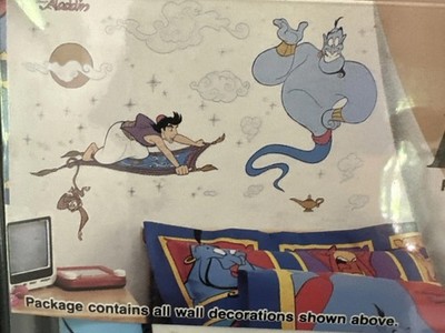 Vintage 90 s Disney Aladdin Genie Flying Carpet Jumbo Stickers Wall Decals