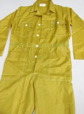 Vintage Worksafe Coverall Yellow Jumpsuit Size 40 Dacron Polyester 70s