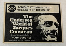 1970 ABC tv ad ~ UNDERSEA WORLD OF JACQUES COUSTEAU Night Of The Squid